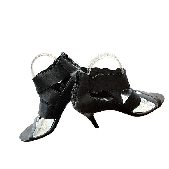 8.5 Casual black heels casual black sandal ankle heels bandage gladiator heels - Picture 4 of 8